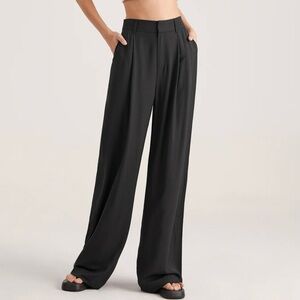Oversized High Waisted Pleat Front Trousers - Black, M